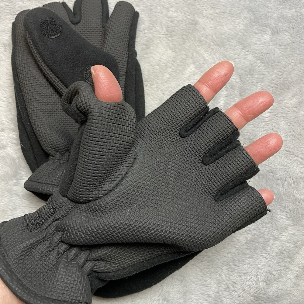 Glacier Glove Alaska River‎ Black Flip Mitt Glove Size M Gauntlet Rubber Grip